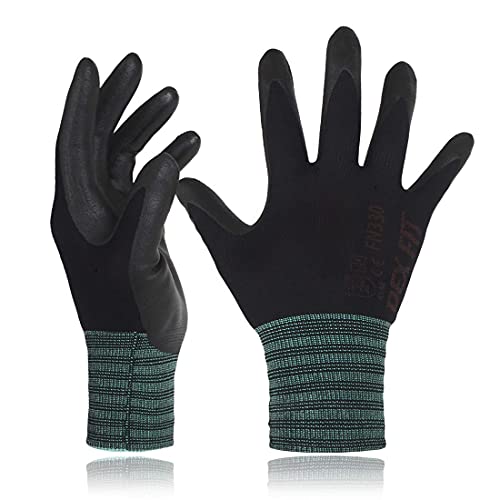 DEX FIT Nitrile Work Gloves FN330, 3D-Comfort Stretchy Fit, Firm Grip, Thin & Lightweight, Touch-Screen Compatible, Durable