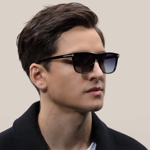 AVAWAY Square Polarized Sunglasses for Men UV400 Protection, Acetate Fashion Driving Outdoor Sport Glasses AV61123