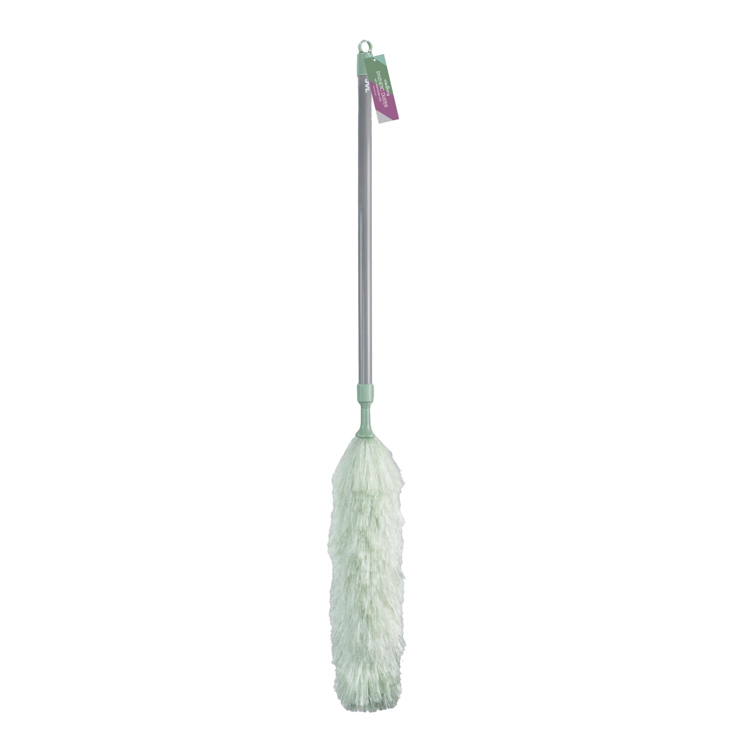 JVL Synthetic Telescopic Duster, Extendable Handle for High Reach Dusting, Lightweight Household Cleaning Tool – Green
