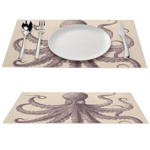 Sets de table vintage en PVC lavable et vinyle tissé durable
