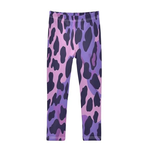 Toddler Girls Leggings Printed Yoga Pants Leggings Purple Leo Skin Texture for Kids
