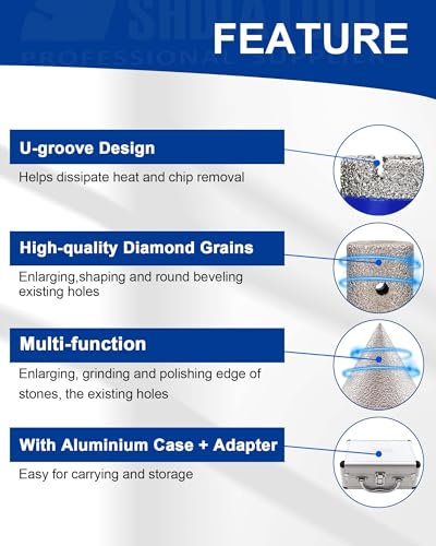 Image of SHDIATOOL Tile Diamond Drill Bits Set,Porcelain Hole Saw, Cutter for Marble Ceramic Granite 6pieces(20 /25 /35 /50 /20MM /2 inch)