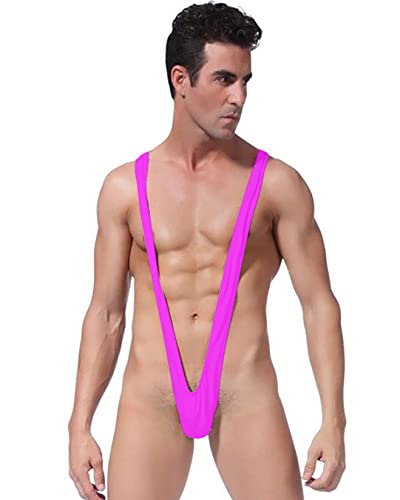 HiSexy Men Mankini Swimsuit V Sling Bathing Suit Sexy Lingerie Singlet Borat Style Bodysuit Halloween Costume Rose