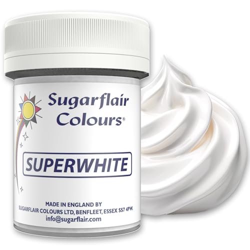 Sugarflair Superwhite Icing Whitener Food Colouring Powder For Whitening Buttercream Sugar Paste Royal Icing Modelling Pastes Chocolate and more - 20g