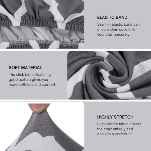 SearchI Bar Stool Covers Set of 4, Stretch Washable Barstool Seat Covers, Counter Height Chair Covers for Kitchen Dining Room Cafe (Rhombus Grey)