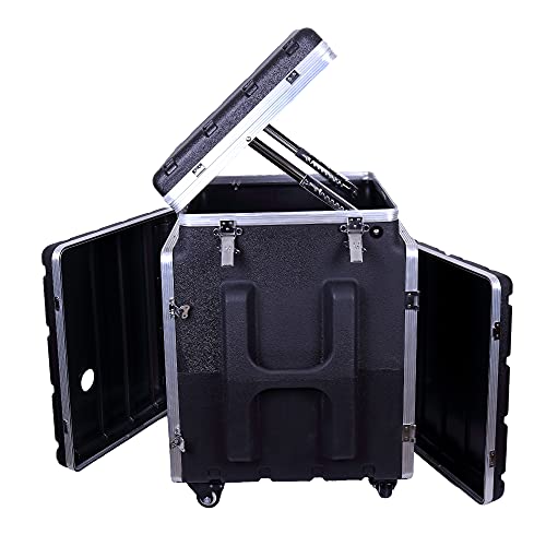 Crossrock Console case with wheels for 10U adjusted rack rail on top,12U front & rear(CRC12MAX/W), Console-12U/16U