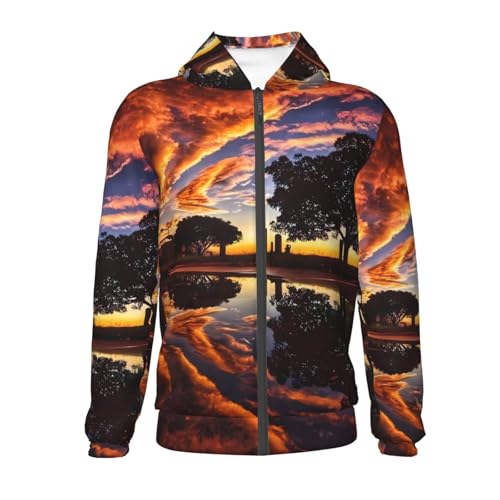 Sunset Fire Clouds Kids Pullover Hoodies Boys Zip Up Sweatshirts Girls Athletic Clothes with Pocket2