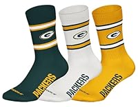 NFL GREEN BAY PACKERS 3pk Crew Socks - GRN/WHT/YEL - 43/46