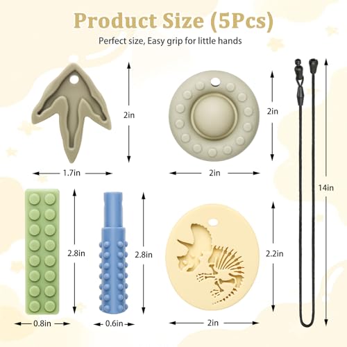 Image of MISSLILI Sensory Chew Necklaces for Kids Aggressive Chewers | Silicone Chewelry for Autism, ADHD, Oral Motor Therapy & Baby Teething (BPA-Free, Textured Surface)