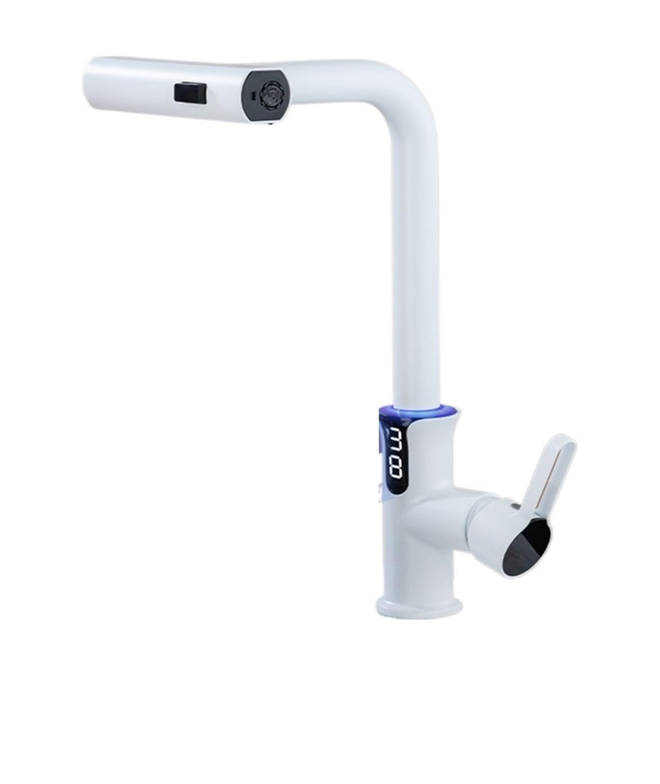 Zadccs B-White Kitchen Faucets, Waterfall Basin Faucet Pull-Out Kitchen & Bathroom, Rainfall Temperature Digital Display No Battery Sus604 Stainless Steel(B-White)