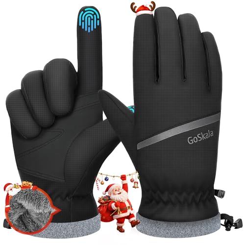 GoSkala Winter Gloves Men Women,Waterproof Windproof Touchscreen Thermal for Cold Weather Outdoor Running Cycling Hiking