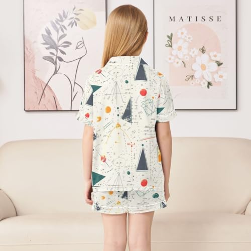 ALAZA Geometric Shape Math Pajamas Satin Pajama Set Short Sleeve Button Down Sleepwear4