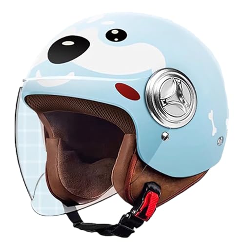 Casco Da Moto Per Bambini Certificato DOT/ECE, Simpatico Casco Da Moto 3/4, Casco Aperto Per Bambini E Bambine Da 2 A 12 Anni Con Visiera E Cinturino A Sgancio Rapido E,54-59cm