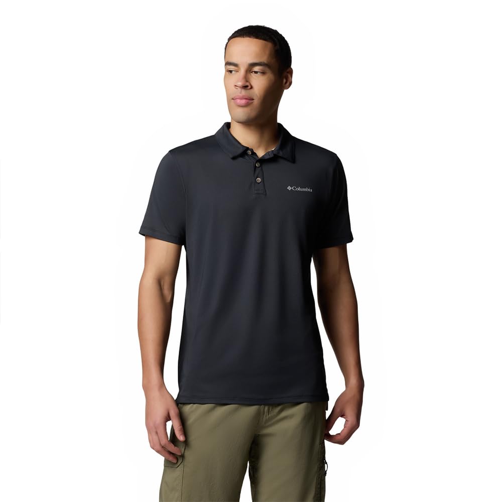 Columbia Men's Tech Trail Utility Polo, Technical Polo Shirt, Black, M