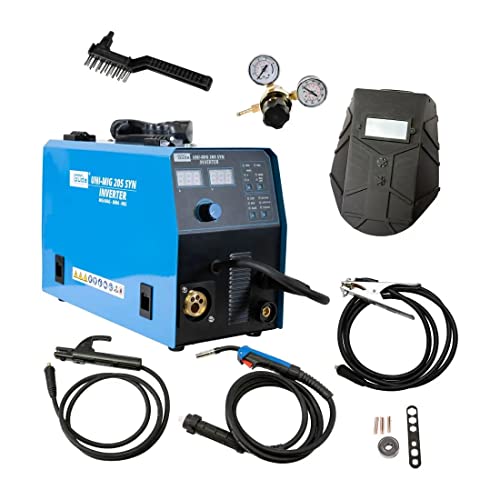 Güde Universalschweissgerät Uni-Mig 205 SYN (230 V, 4 in 1, 200 A max. Schweißstrom, 20-200 A Regelbereich, inkl. Elektrodenhalter, Schlauchpaket, Masseklemme, Druckminderer, Schweißwagen, etc.)