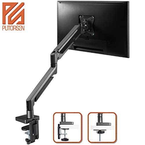 Preisvergleich Produktbild PUTORSEN® Monitor Tischhalterung - Episch Aluminium Ergonomische Schwenkbare Neigbare Höhenverstellbar Einarm Monitorhalterung für 17"-32" LED LCD Bildschirme - VESA 75x75-100x100 mm Wiegt 9kg