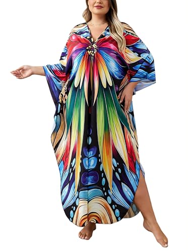Image of Kaftan Dress for Women - Plus Size Caftan Maxi Beach Dress Moo Moos Loungewear, Swimsuit Cover Up for Beach, Pool or Vacation