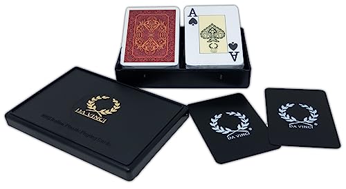 DA VINCI Persiano Italienische Spielkarten aus 100% Kunststoff (2-Deck Set Poker Größe Jumbo Index mit Hartschalenetui und 2 geschnittenen Karten), Grün/Rot – Bild 6