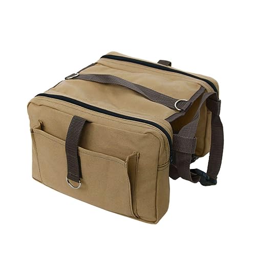 ibasenice Pet Dog Sports Backpack Adjustable Outdoor Pack for Hiking and Camping Durable Canvas with Pockets for Snacks and Essentials Khaki