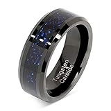 100S JEWELRY Tungsten Rings for Men Wedding Band Black Plated Celtic Dragon Inlaid Size 8-15 (12)