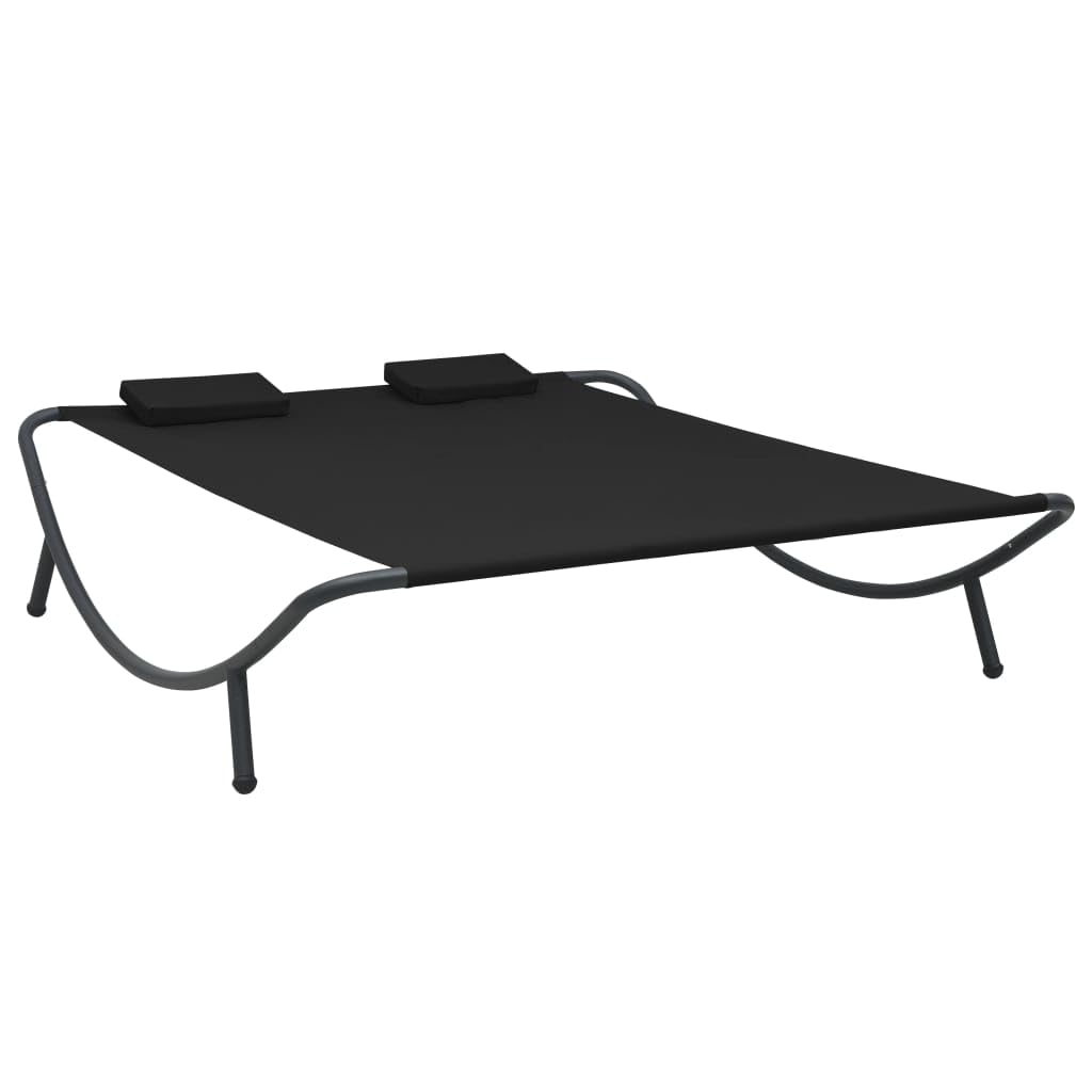 vidaXL Chaise Longue d'extérieur Tissu Noir