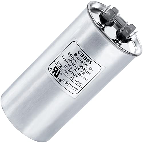 Canamax 80 Uf ± 5% Mfd 370 Or 440V Round Run Capacitor - Replacement For Air Conditioner 50/60Hz For Ac Motor Run Or Fan Start And Cool Or Heat Pump Air Conditioner #TOP9