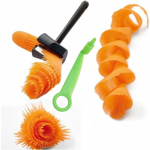 Culinavog Temperino per Verdure con Spiralizzatore di Verdure, Spiralizer Verdure Affetta Tagliapasta, Tagliaverdure a Spirale Manuale in Acciaio Inox, Affetta Verdure Decorativo per Carote, Cetrioli
