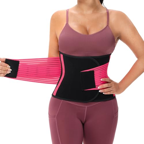 KOOCHY Entrenador de cintura para mujeres y hombres - Sculpt Touch - Entrenador de cintura para pérdida de peso, entrenamiento, fitness, gimnasio, deporte, Rosa encendido, Large
