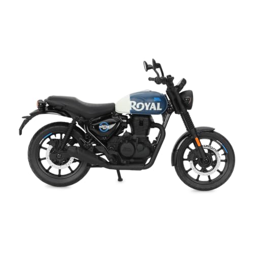 Image of Royal Enfield Hunter 350 Scale Model | 1:12 Diecast Metal & Plastic | Working Suspension & Side Stand | Steerable Handlebars | Free-Rolling Wheels | Authentic Mirrors|Collectors Essential Rebel Blue