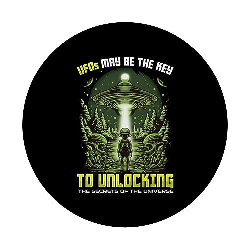 Alien Design UFO Ship - Unlocking Secrets Of The Universe PopSockets Swappable PopGrip, Black - Image 3