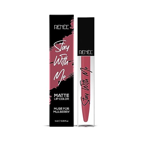 Image of RENEE Stay With Me Matte Lipstick - Muse For Mulberry l Transfer Proof, Smudge & Waterproof | Long Stay l Highly Pigmented l Velvety, Matte Finish l Enriched with Vitamin E l Travel Friendly l 5 ml