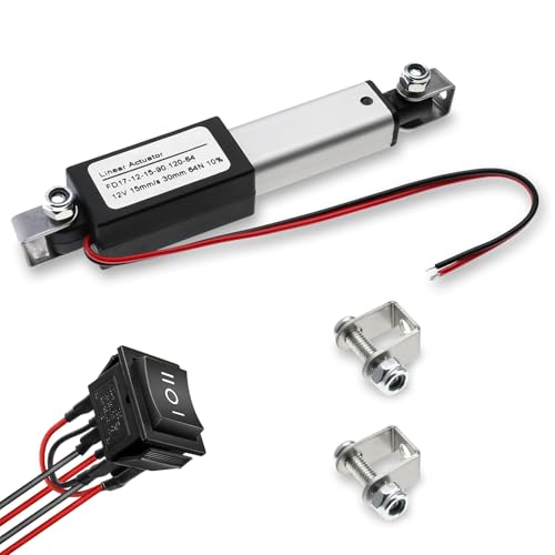 NORJIN 12V 1.2" Stroke Mini Linear Actuator,60N (13.4lbs),Speed 15mm/s Electric Linear Actuator with Waterproof Switch for Sofa, TV, Table, Cabinets, Window Opener