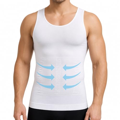 Image of Gynecomastia Compression Shirts, Mens Slimming Body Shaper Vest, Tummy Control Undershirts