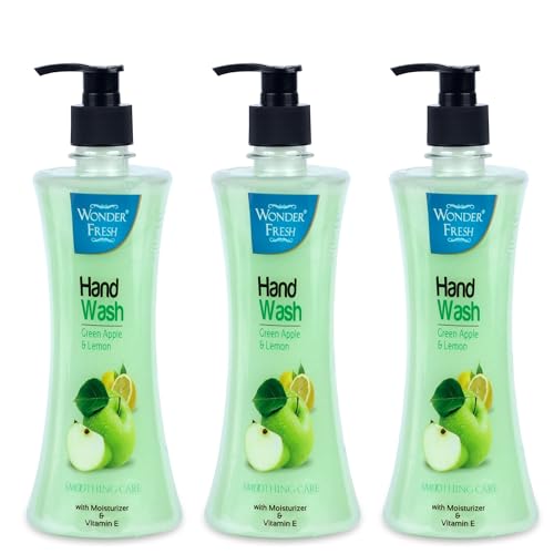 Image of Premium Liquid Handwash Bottle with Pump | Germ Protection Hand wash Liquid Soap | Moisturizing Foaming Hand wash | Soft on Hands | Flavor Green Apple and Lemon - Pack of 3