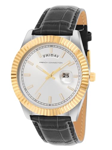 Image of French Connection Day Date Silver Dial Quartz Watch for Men - FCN0135SBL