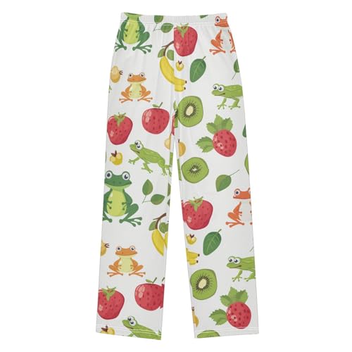 ZZXXB Frog Fruits Boys Long Pants Soft Trousers Elastic Waist Kids Lounge Bottoms with Pockets S-XL