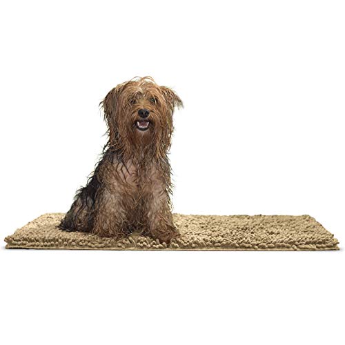 Furhaven Pet Bed Mat for Dogs and Cats - Muddy Paws Absorbent Chenille Shammy Bath Towel and Food Mat Rug, Sand (Tan), Medium
