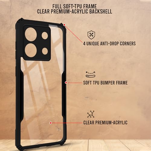 Image of Jkobi Back Cover Case for Poco X6 5G (Shockproof with Polycarbonate Clear Panel | Professional Black)