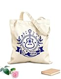 XIARON Wiederverwendbare Einkaufstasche Logo einer Westernbar und eines Cafés mit nostalgischer Gitarrenmusik 340g/m² dickes Gewebe Personalisierbarer Slogan L Dunkelblau