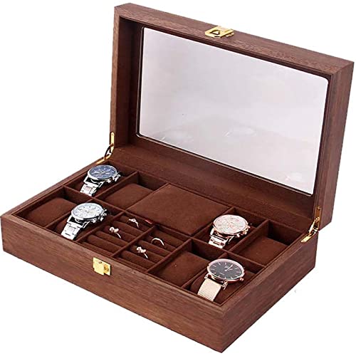 KOSLOK Uhrenbox, 4+2 Premium Uhrenbox für Herren aus 100% Echtholz...