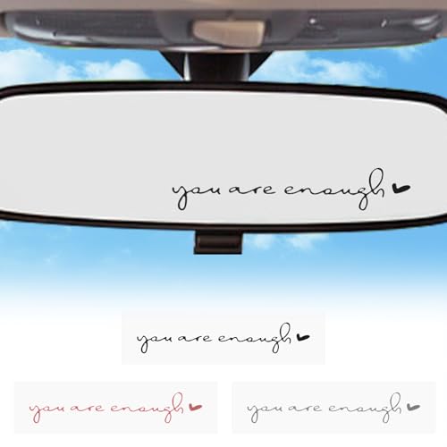 Image of Ymapinc 3Pcs You are Enough Car Decals, Car Rear View Mirror Accessories for Women Vehicle Stickers (Black+White+Pink)