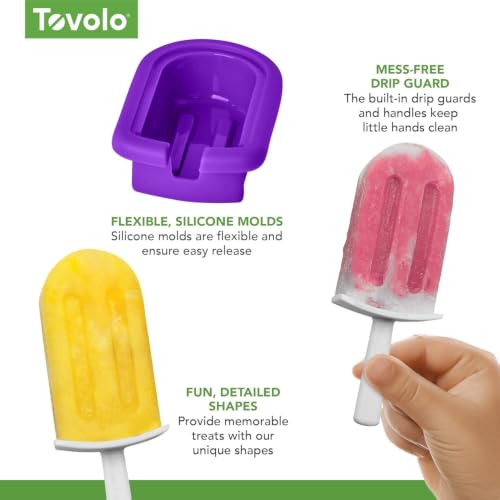 Image of Tovolo Stackable Popsicle Molds with Sticks 4 Pack Reusable Silicone Homemade Pop Maker Mold for Kids Toddlers BPA Free, Mess Free Easy Clean Drip Free Dishwasher Safe Popsicle Molds with Sticks