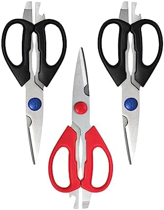 HENCKELS Premium Heavy Duty Ultra Sharp Stainless Steel Multi Purpose Kitchen Shears - 3 PC Set, Value Pack, Non Slip, Scissors, Ergonomic Handles