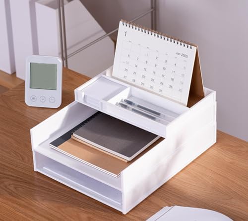 HOOBRO Schreibtisch-Organizer Weiß - Mit Schubladen Für Büro-Ordnung