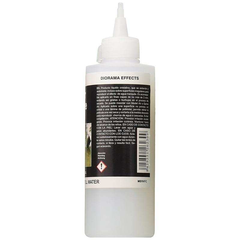 Vallejo 26230. Agua artificial. 200 ml. Producto acrílico a base de agua, formulado para crear ríos, lagos y océanos en maquetas y dioramas.