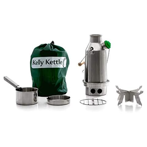 Trekker 20 oz. Stainless Steel Kelly Kettle® Basic Kit (0.6 ltr) Rocket Stove Boils water Ultra Fast with just sticks/twigs. For Camping, Fishing, Scouts, Hunting, Emergencies, Hurricanes, Tornados Cover