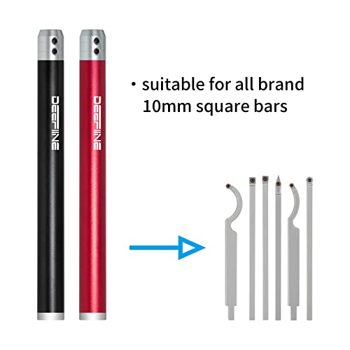 DEEFIINE 2PCS Carbide Wood Lathe Truning Tools Grip Handle, Accept 10mm Square Turning Tool bar (Black and Red) 2 DEEFIINE 2PCS Carbide Wood Lathe Truning Tools Grip Handle, Accept 10mm Square Turning Tool bar (Black and Red) - Image 2
