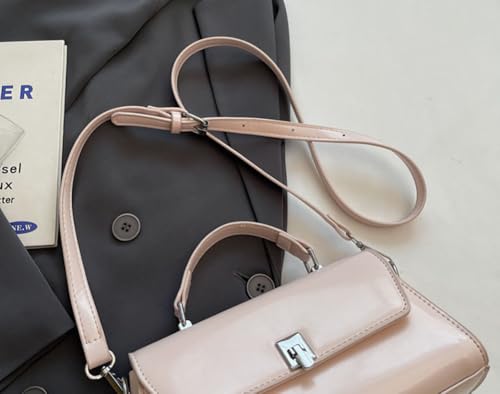 PU Square Shoulder Bag for Women – Lock-Clasp Crossbody Purse, Structured Mini Handbag in 5 Colors3