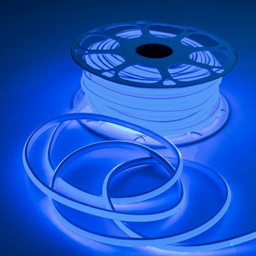 Image of Forus 20M LED Neon Strip Light Blue, 240 LEDs /M High Brightness COB Neon Rope Light, Waterproof IP65 Flexible Silicone Strip, Cuttable LED Light for Home, Bedroom, Wall Decor, Shop, Festival Lighting