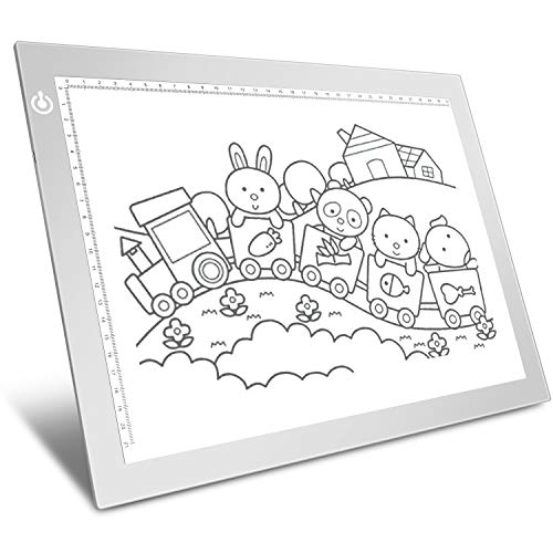 Silver A4 Dimmable LED Artcraft Light Box Tracer Slim Light Pad Portable Tablet, USB Power Cable Copy Drawing Board Tracing Table for Artists Designing, Animation, Sketching, Stenciling X-ray Viewing